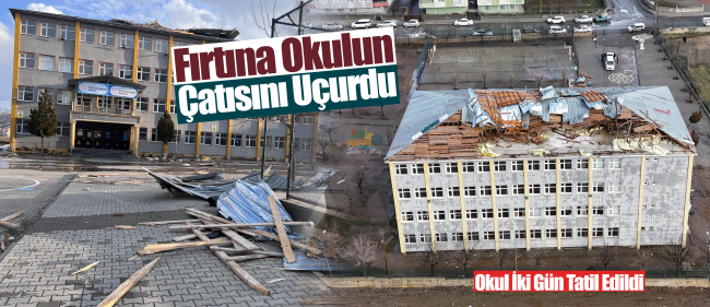 Muş’ta Fırtına Okulun Çatısını Uçurdu
