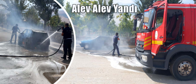 Muş’ta Park Halindeki Araç Alev Alev Yandı