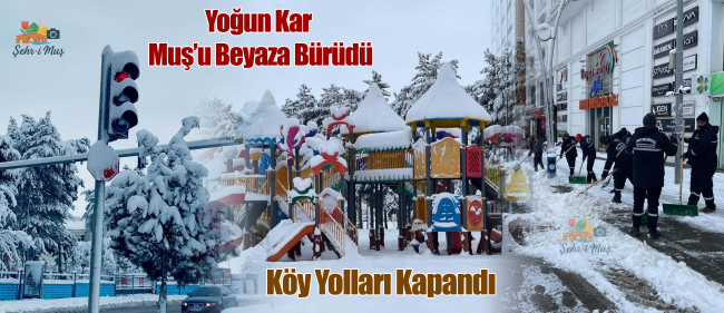 Yoğun Kar Muş’u Beyaza Bürüdü, Köy Yolları Kapandı