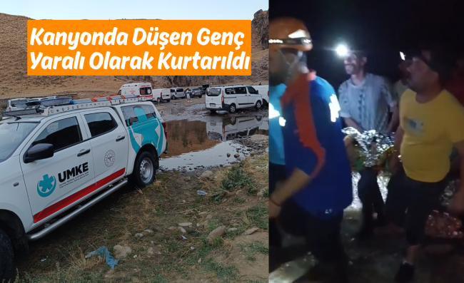 Muş’ta Kanyonda Düşen Genç Yaralı Olarak Kurtarıldı