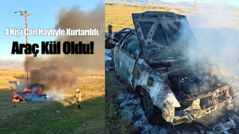 Muş’ta Otomobil Tarlaya Savruldu: 4 Kişi Can Havliyle Kurtarıldı, Araç Kül Oldu!